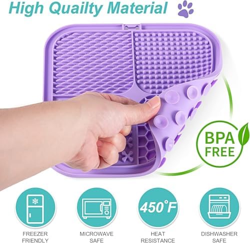 Dog Lick Mat for Dogs & Cats, Silicone Slow Feeder Lick Pad with Suction Cups for Bathing, Grooming & Anxiety Relief(4, Pastel Mix) - Image 4