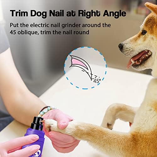 Casfuy Dog Nail Grinder Upgraded - Professional 2-Speed Whisper-Quiet Electric Pet Nail Trimmer Painless Paws Grooming & Smoothing for Small Medium Large Dogs & Cats (Purple) - Image 7