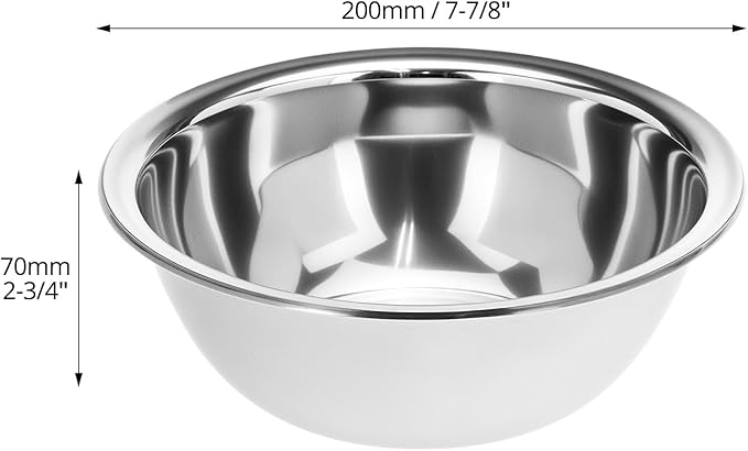 QWORK Stainless Steel Pet Feed Bowls, Set of 4 Metal Dog and Cat Bowl, 8 Inch Diameter, 47oz Capacity for Large Medium Small Dog