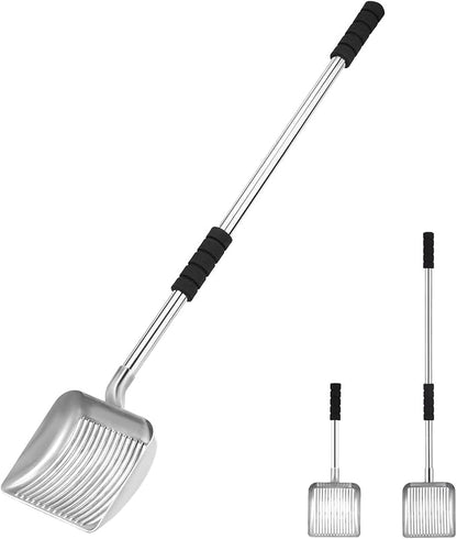 Cat Litter Scoop, Metal Cat Litter Scooper,Removable Long Handle cat Litter Scooper,Large Deep Shovel Litter Scoop with Foam Grip for Rapid Screening(16in-31in)