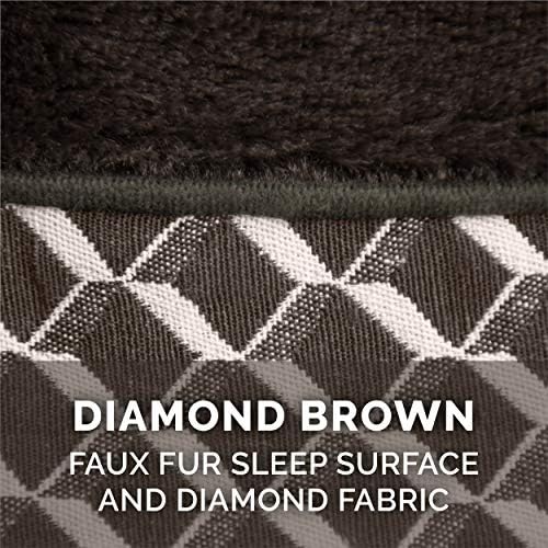 Furhaven Pillow Dog Bed for Large/Medium Dogs w/ Removable Bolsters & Washable Cover - Plush & Woven Decor Comfy Couch Sofa - Diamond Brown, Large - Image 4