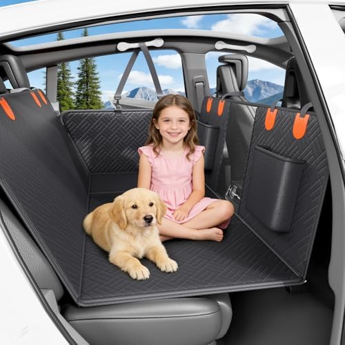 Dog Truck Seat Cover for Back Seat,Hard Bottom Dog Hammock for Car, Pet Bed Extender for 2-4 Large Dogs with Waterproof Fabric,Holds 420 lbs Pet Hammock for Crew Cab Truck/SUV(Black,XL Size) by Unknown