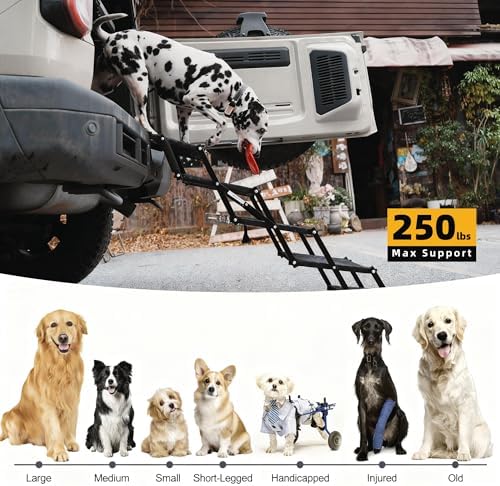 Dog Stairs 5 Steps Foldable Dog Ramp with Non-Slip Surface, Portable Dog Steps for Cars,SUV and Truck, Supports up to 250 lbs - Image 4