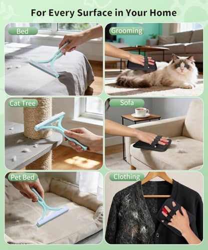 Carpet Rake for Pet Hair Removal, Reusable Carpet Rake, Pet Hair Removal Broom with Extra-Long Thickened Brush, 54" Adjustable Handle, 3 Pcs Pet Hair Removal Tool for Carpet, Sofa & Stairs - Image 5