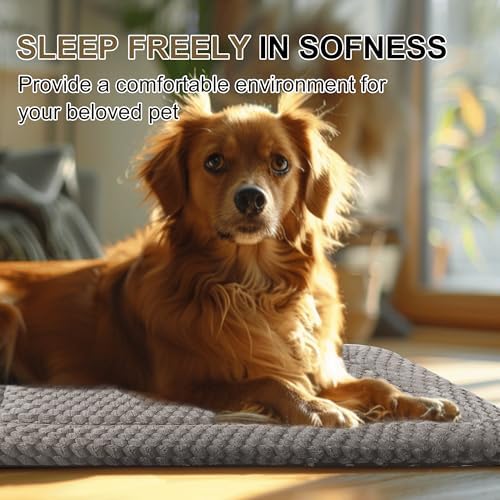 Dog Bed Crate Mat, Soft Durable Washable Anti-Slip Kennel Pad for Dogs & Cats, Reversible (Light Gray, M(30"*20"*1.5")) - Image 3