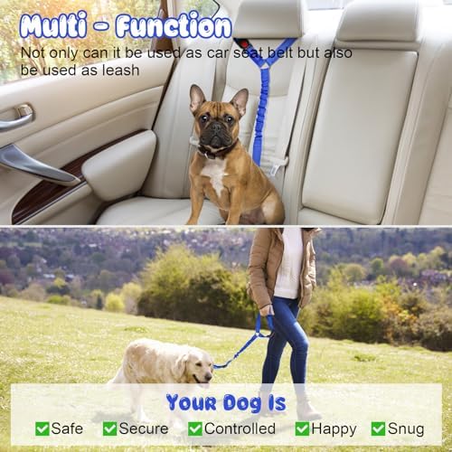 BWOGUE Dog Seat Belt for Car, Headrest Restraint Bungee Lead, Dark Blue - Image 6