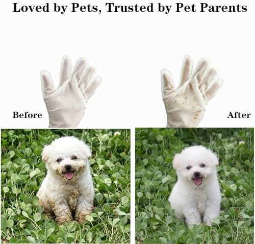 20 Pack Deodorizing Pet Cleaning Glove Wipes for Dogs and Cats,Cleaning Gloves with Coconut Oil for Paws, Face, Ears & Butt, Instant - Image 3