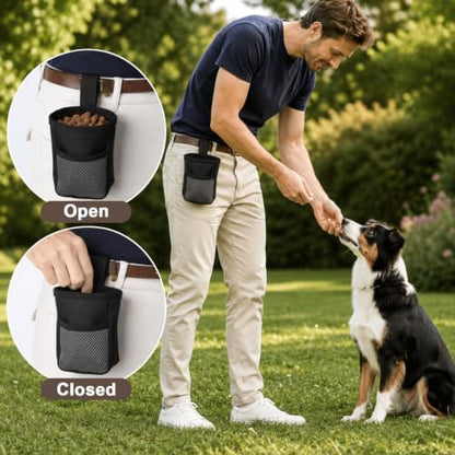 Black Portable Small Dog Treat Pouch, Treat Bag for Dog Training - Image 4