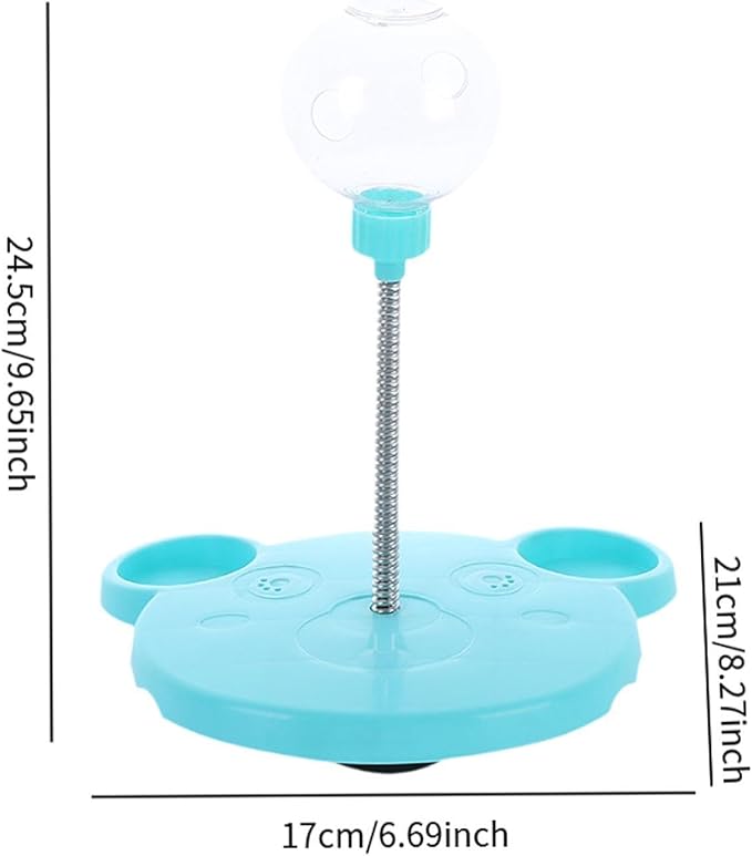 Dog Cat Slow Feeder Toy, Pet Feeding Toy Treat Ball,Funny,Interactive,Cat Treat Toy Food Dispenser for Kitty Indoor Puppy Exercise, Bear, Blue