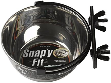 MidWest Homes for Pets Snap'y Fit Stainless Steel Food or Water Bowl, Holds 10 Ounces, Mounts to Wire Crates, No-Tip Design, Rust-Resistant, for Small Dogs and Cats by MidWestHomesForPets