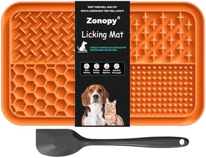Licking Mat for Dogs & Cats with Suction Cups, 1 Pack Dog Slow Feeder Lick Pat for Anxiety Relief, Dog Toys Feeding Mat for Butter Yogurt Peanut, Pets Bathing Grooming Training Mat by GiftsforChildAdultandPet