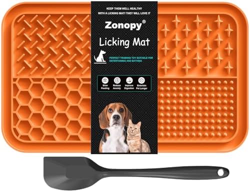 Licking Mat for Dogs & Cats with Suction Cups, 1 Pack Dog Slow Feeder Lick Pat for Anxiety Relief, Dog Toys Feeding Mat for Butter Yogurt Peanut, Pets Bathing Grooming Training Mat by GiftsforChildAdultandPet
