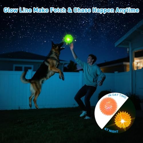 Novkin 6 Pack 2.5" LED Light Up Dog Balls, Squeaky Spiky Dog Toys for Aggressive Chewers, Durable Glow in The Dark Interactive Fetch Balls for Small Medium Large Dogs, Floating & BPA Free Non-Toxic - Image 4