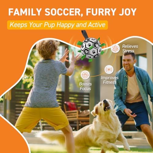 QDAN Dog Soccer Balls Toy with Bell Inside, Squeaky Ball for Large Dogs - Image 4