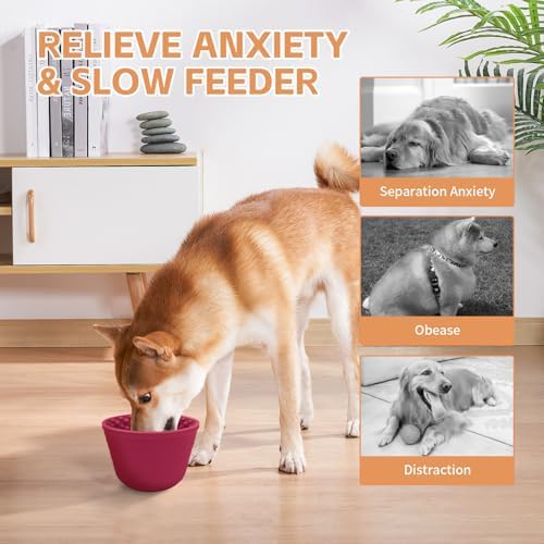 Dog Lick Bowl,Anxiety Relief Non-Slip Silicone Treat Bowl,Durable Anti-Choking Long-Lasting Enrichment Slow Feeder Licking Mat for Small Medium Large Breed,Freezable BPA Free Silicone Dishwasher Safe - Image 3