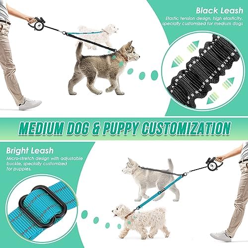 AUTOWT Two Dog Lead, 2 in 1 Upgraded Double Dog Leash Attachment Combine Adjustable Strap and Shock Absorbing Bungee No Tangle Dual Training Splitter for Different Size Dogs - Image 3
