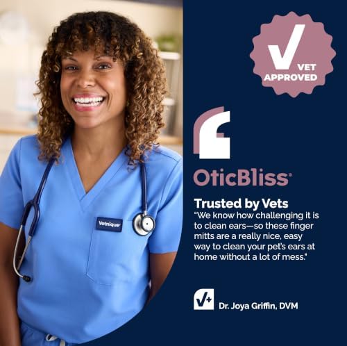Vetnique Oticbliss Cat & Dog Ear Wipes, Finger Mitt Ear Cleaner for Odor - Image 6