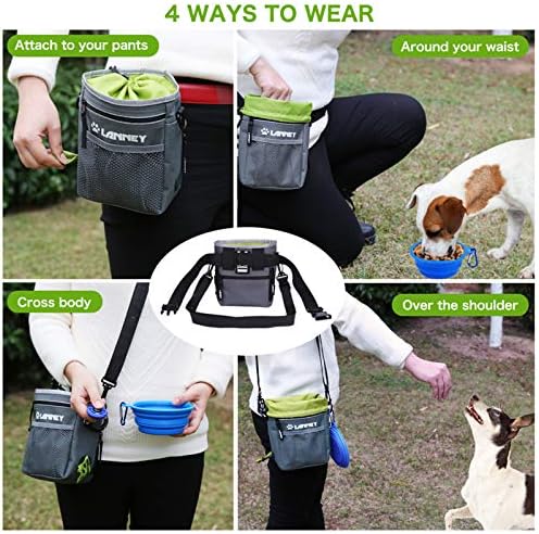 Dog Treat Pouch - 3 Ways to Wear Dog Treat Bag, Dog Training Treat Pouches for Pet Training with Clicker, Shoulder Strap, Adjustable Belt, Poop Bag Dispenser, Easily Carrying Kibble Snacks Pet Toys - Image 5
