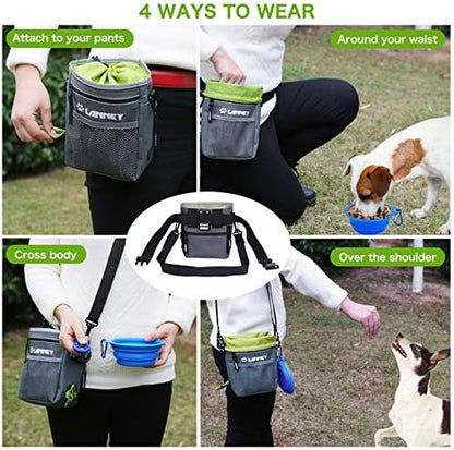 Dog Treat Pouch - 3 Ways to Wear Dog Treat Bag, Dog Training Treat Pouches for Pet Training with Clicker, Shoulder Strap, Adjustable Belt, Poop Bag Dispenser, Easily Carrying Kibble Snacks Pet Toys - Image 5