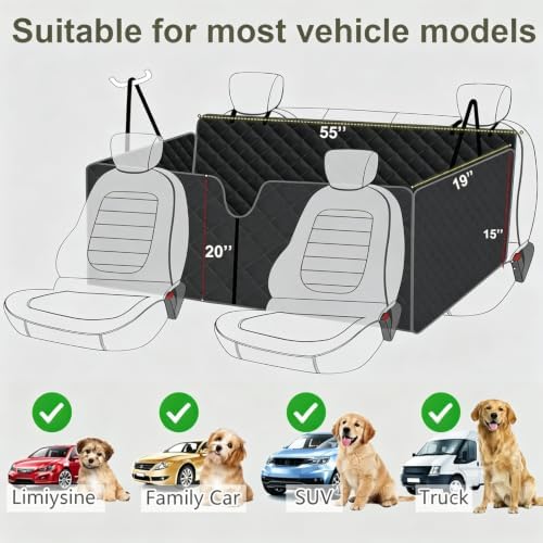 Meolsaek Back Seat Cover for Dogs,Zipper Hammock Car Seat Protector(Black) - Image 5