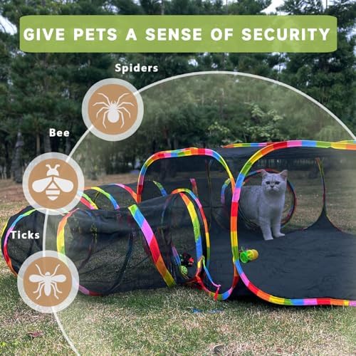 Outdoor Cat Enclosures, Cat Playground Portable Catio Mesh Tent, Outside Circle Playpen Tunnel for Kitty, Rabbit, Puppy and Small Animals - Image 3