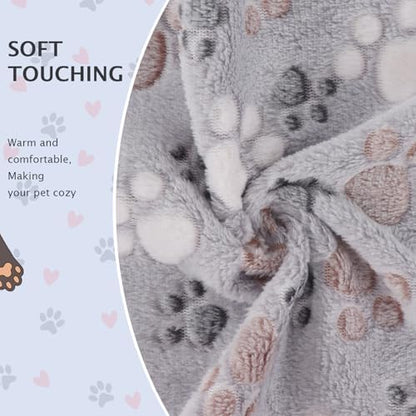 BVAGSS 6 Pack Small Dog Blanket, Super Soft Warm Pet Cover Blankets, Paw Print Puppy Fleece Flannel Blanket for Small Medium Dogs and Cats MW003 - Image 4