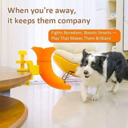 Silent Dog Self-Serving Ball Launcher Bougainvillea Pet Interactive Ball Launcher Durable PP Material Dog Training and Boredom-Busting Tool