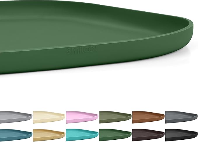 Small Silicone Pet Food Mat with Raised Edge for Food and Water Bowl, Square Dog Feeding Mats, Cat Food Trays for Floor Waterproof, Rubber Tray for Dogs and Cats, 12 x 12 x 0.7 Dark Olive
