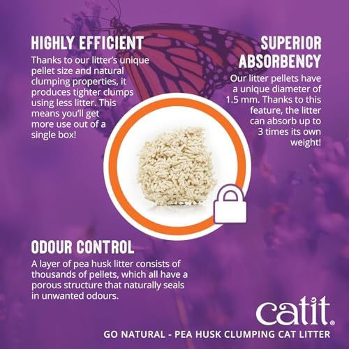 Catit Go Natural Pea Husk Clumping Cat Litter, 12.3 lb, Lavender Scented - Image 5