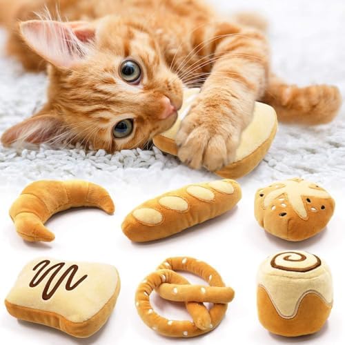 CiyvoLyeen Plush Bread Catnip Toys for Indoor Cats 6 Pack by CiyvoLyeen