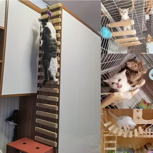 Cat Bridge Ladder and Climbing Frame - Perfect Cat Climber and Furniture - Ideal for Playful Cats (L-40inch-100cm) (Wood, 100cm) - Image 4
