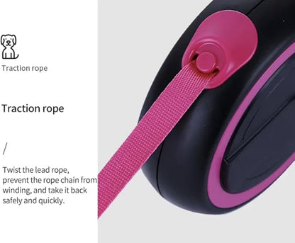 OUTnWILD Retractable Dog Leash, 16 ft Heavy Duty Dog Leash for Large Breeds/Pets Up to 110 lbs, 360° Tangle Free Design with One Touch Quick-Lock Braking System & Anti-Slip Handle. (Pink, L)