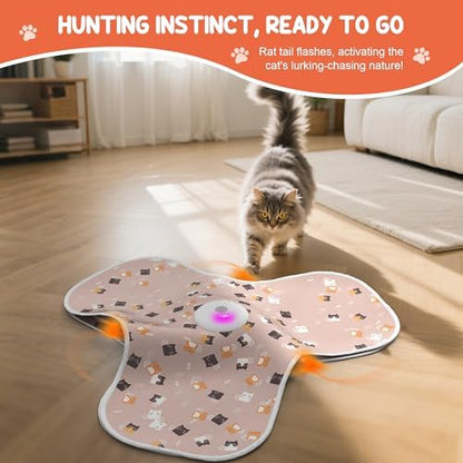 ‌‌Interactive Cat Toys for Indoor Cats‌ Adult‌ with Feather Tail Switchable Mouse Sounds, ‌Kitten Enrichment Toys‌ for Hunting Self Play, Automatic Rechargeable Quiet Game to Bored (Pink) - Image 4