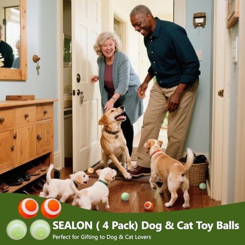 SEALON BL01A01 Green 4 Pack Smart Cat Rolling Ball Toy with Bionic Motion & Tap Wake-Up for Multi-Cat Homes & Feline Pets, Ideal for Whole-Room Use, Cattery Spaces, Cat Cafes & Home Corners - Image 4