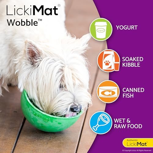 LickiMat Wobble, Dog Slow Feeder Bowl Lick Mat, Boredom Anxiety Reducer; Perfect for Food, Treats, Yogurt, or Peanut Butter. Fun Alternative to a Slow Feed Dog Bowl, Green - Image 4