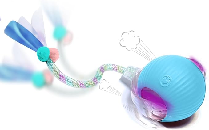 GlowPounce Interactive Rolling Ball Toy for Indoor Cats & Small Dogs – Motion-Activated Smart Moving Ball with LED Lights – Rechargeable Automatic Play Toy for Cats, Kittens & Puppies, Blue