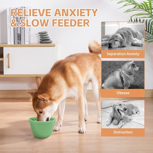 Dog Lick Bowl,Anxiety Relief Non-Slip Silicone Treat Bowl,Durable Anti-Choking Long-Lasting Enrichment Slow Feeder Licking Mat for Small Medium Large Breed,Freezable BPA Free Silicone Dishwasher Safe - Image 3