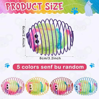 Jecery 5 Pcs Cat Toys Spring,Monster,Rainbow Color - Image 2