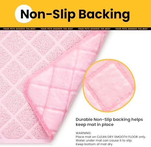 Conlun Cat Litter Mat Litter Trapping Mat, 24" x 17" Premium Durable PVC Grid Mesh with Scatter Control, Non-slip, Less Waste Cat Litter Box Mat, Pink - Image 6