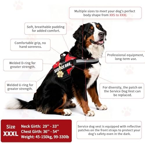 Service Dog Vest, ID Tag + 50 ADA Information Cards, Service Dog Harness w Patch in Sizes XX Small to XXX Large, Ruggedized Metal Tag, Service Animal Information Cards, ESA Accessory Set XXX-Large - Image 5