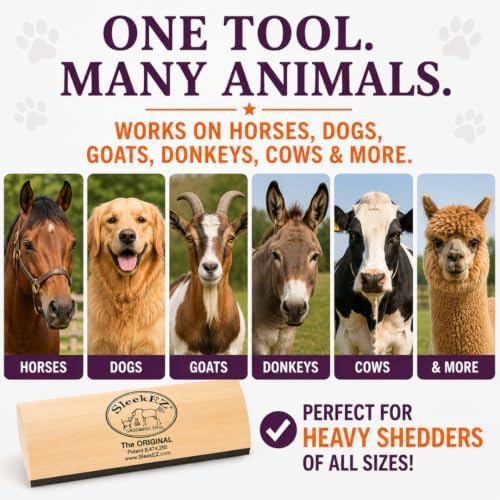 SleekEZ 10 Inch Horse Brush – Patented Horse Shedding Blade Made in USA - Removes Loose Hair & Undercoat - Deshedding Tool for Donkeys, Cows & Large Animals - Helps Reduce Seasonal Shedding - Image 3