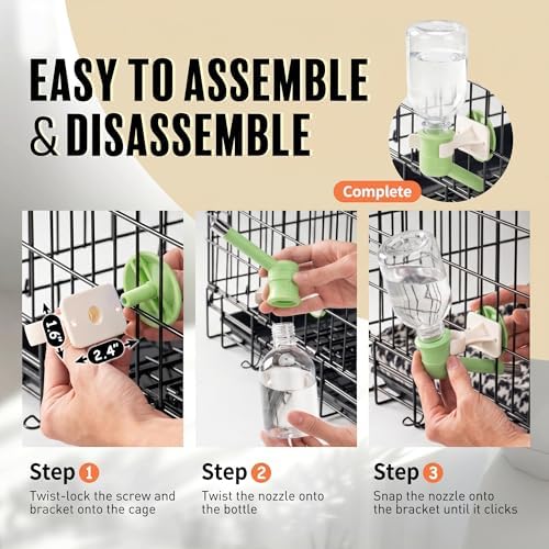 Choco Nose No-Drip Water Bottle for Small Dogs & Cats (10–25 lb) - Leak-Proof Patented 16mm Nozzle Helps Prevent Mess & Spills, BPA Free, Easy to Install Cage & Crate Mount Feeder, 10.2 fl oz (C590) - Image 7