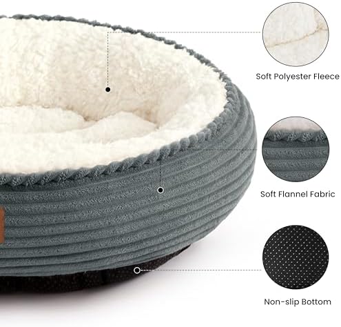 Love's cabin Round Donut Cat and Dog Cushion Bed, 30in Pet Bed for Medium or Large Dogs, Anti-Slip & Water-Resistant Bottom, Soft Durable Fabric Pet Beds, Washable Calming Cat Bed, Bluish Grey - Image 2