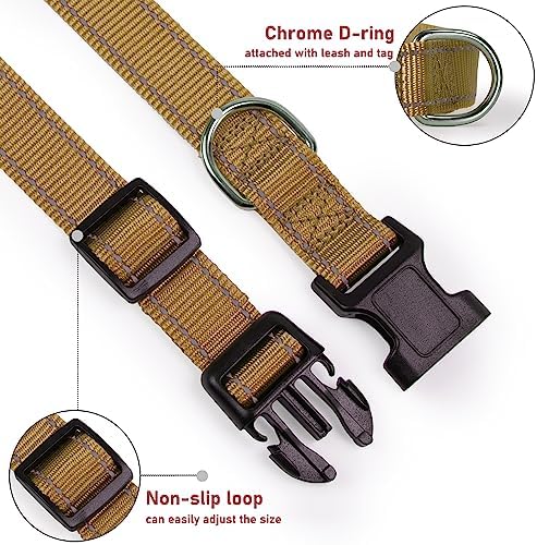 Reflective Dog Collar, Puppy Collar with Buckle Adjustable, Brown S - Image 3
