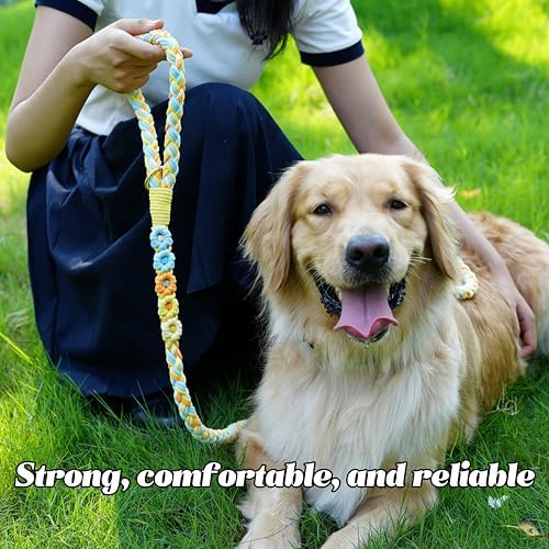 5FT Braided Cotton Rope Leash for Small, Medium and Large Dogs,Sunshine Breeze - Image 5