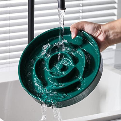8.66 in Green Ceramic Slow Feeder Dog Bowl for Medium and Large Breed,Pet Feeding Dog Food Water Dish Heavy Weighted,Puppy Bowl for Fast Eaters,Puzzle Slow Eating Dish Modern Cute - Image 6