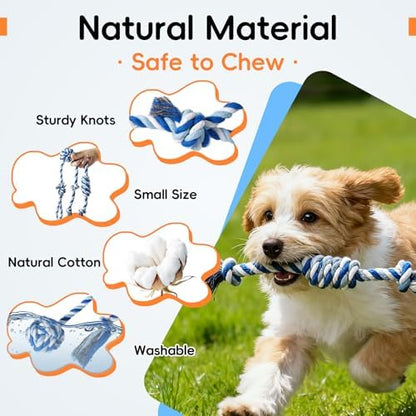 wodoca Dog Rope Toys 4 Pack, Puppy Teething Cotton Knot Chew Rope for Small Medium Dogs, Interactive Tug of War Dog Toys for Boredom, Teeth Cleaning - Image 3