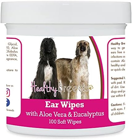 Healthy Breeds Afghan Hound Ear Cleaning Wipes with Aloe & Eucalyptus for Dogs 100 Count by HealthyBreeds