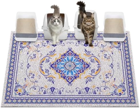 Glittme Cat Litter Mat, 47"x35" Non-Slip Washable Trapping Mat for Cats by Glittme