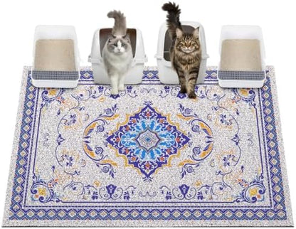 Glittme Cat Litter Mat, 47"x35" Non-Slip Washable Trapping Mat for Cats by Glittme